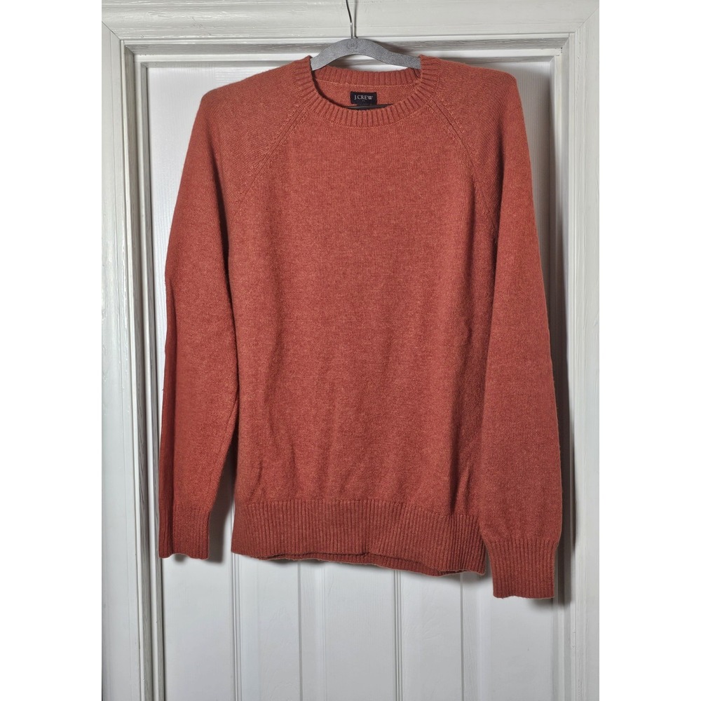 J. Crew Orange Lambs Wool Blend Crew‎ Neck Knit Pullover Sweater Size Large